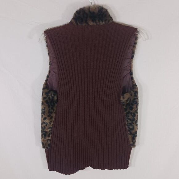 Vintage Deadstock Fuzzy Faux Fur Leopard Print Zip Up Vest - Picture 6 of 11